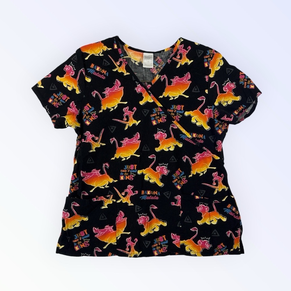 Disney Lion King Women's Scrub‎ Top Size Large 100% COTTON